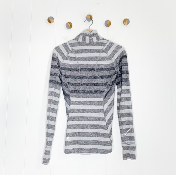 Lululemon Race Your Pace 1/2 Zip Pullover Shirt Top Striped Gray - Picture 6 of 7